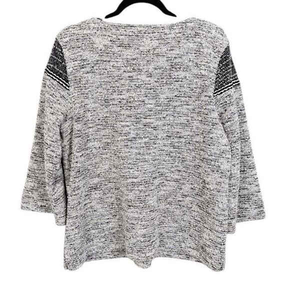 Karl Lagerfeld Tweed Knit Top Black and White Front Pocket Button Detail Large - Picture 4 of 12